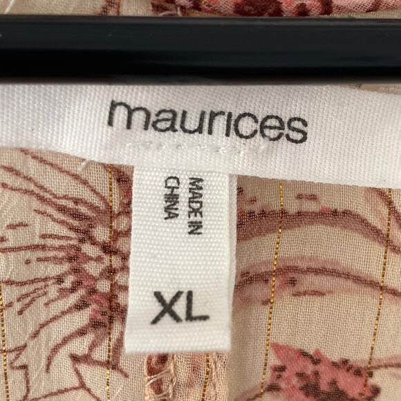 MAURICES Floral Kimono Sheer Open Front XL Cream Mauve Pink Boho Lightweight - Picture 5 of 6